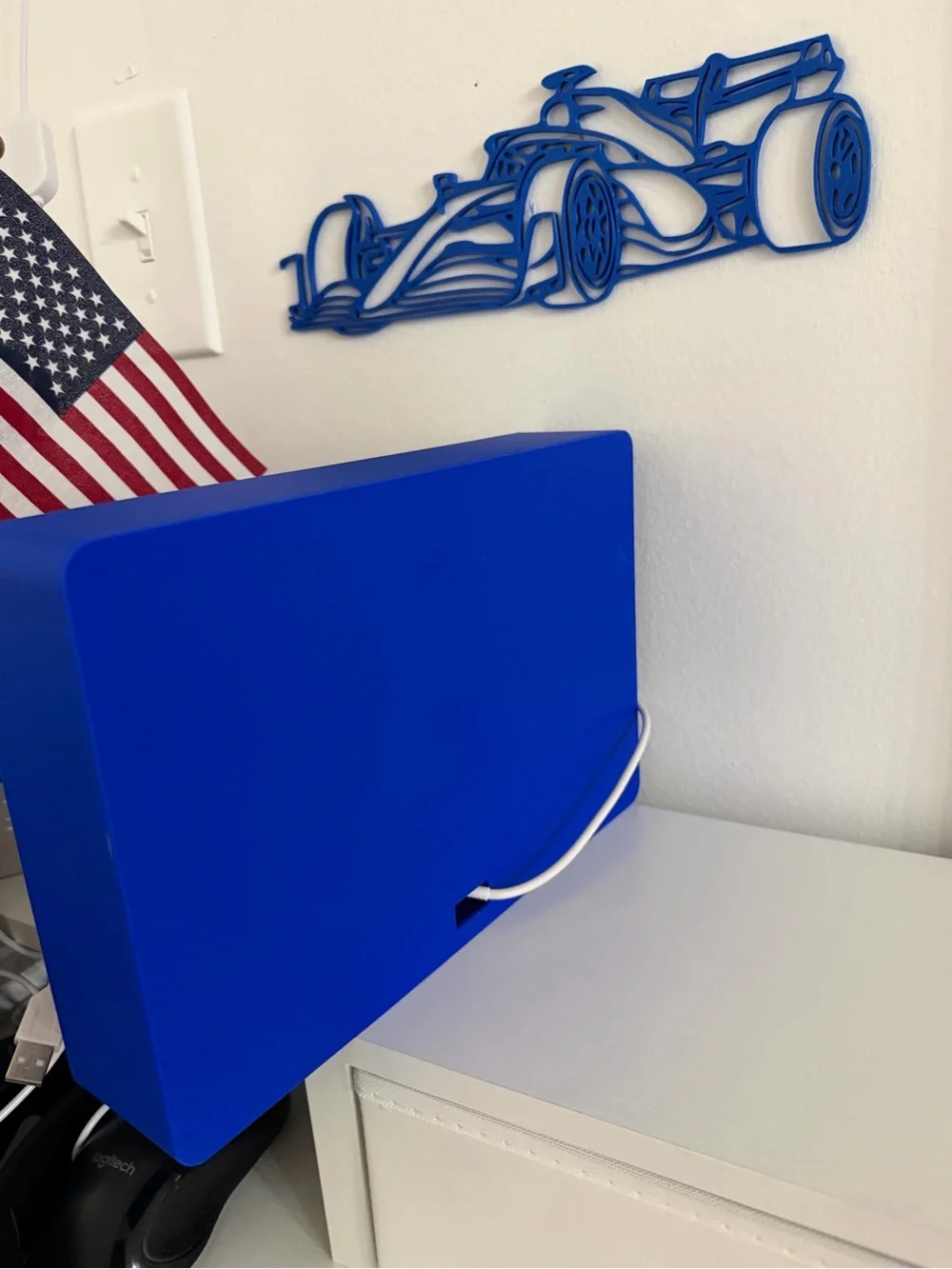 Illuminated Blue and Red Wall Sign - Brand